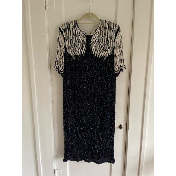 NWT Vintage Stenay Silk Sequin Dress Size L - Picture 1 of 16